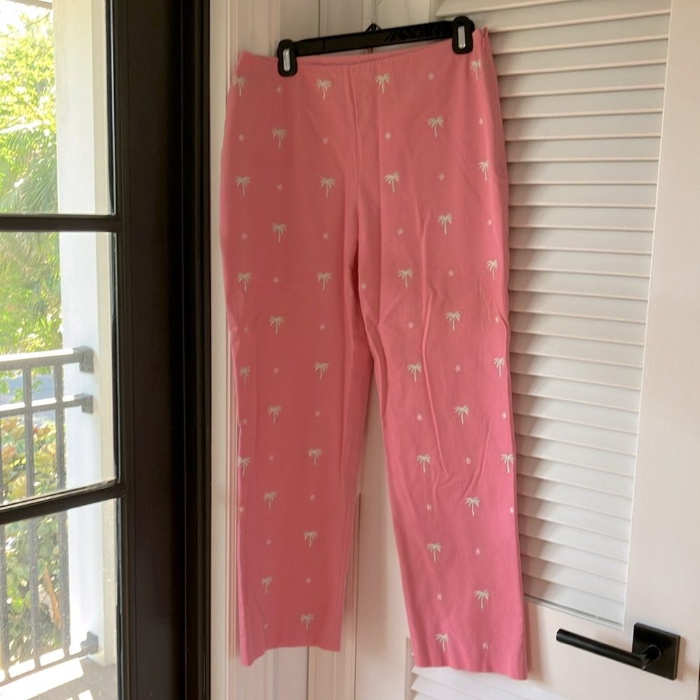 Brooks Brothers palm tree embroidered pants.